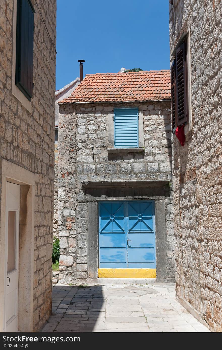 A city view of the croatian city of stari grad on the island of hvar in the adriatic sea. A city view of the croatian city of stari grad on the island of hvar in the adriatic sea