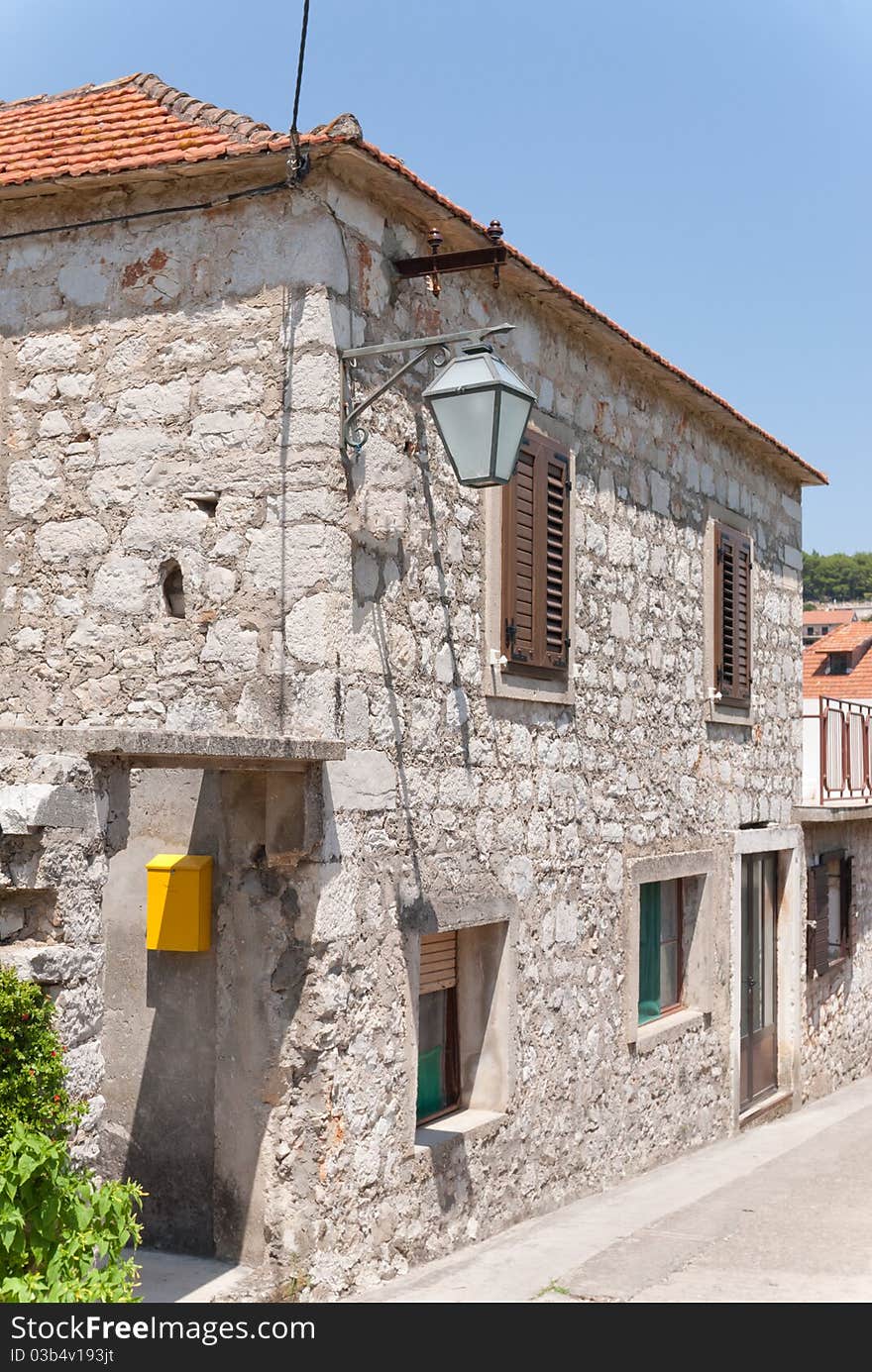 A city veiw of the city of vrboska on the croatian island hvar in the adriatic sea. A city veiw of the city of vrboska on the croatian island hvar in the adriatic sea