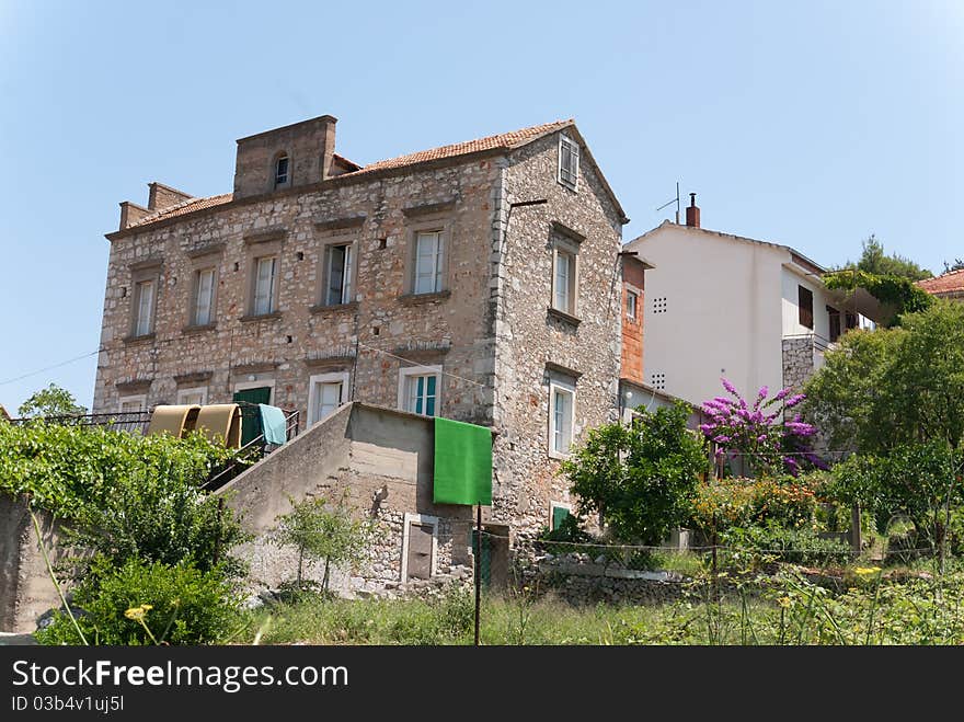 A city veiw of the city of vrboska on the croatian island hvar in the adriatic sea. A city veiw of the city of vrboska on the croatian island hvar in the adriatic sea