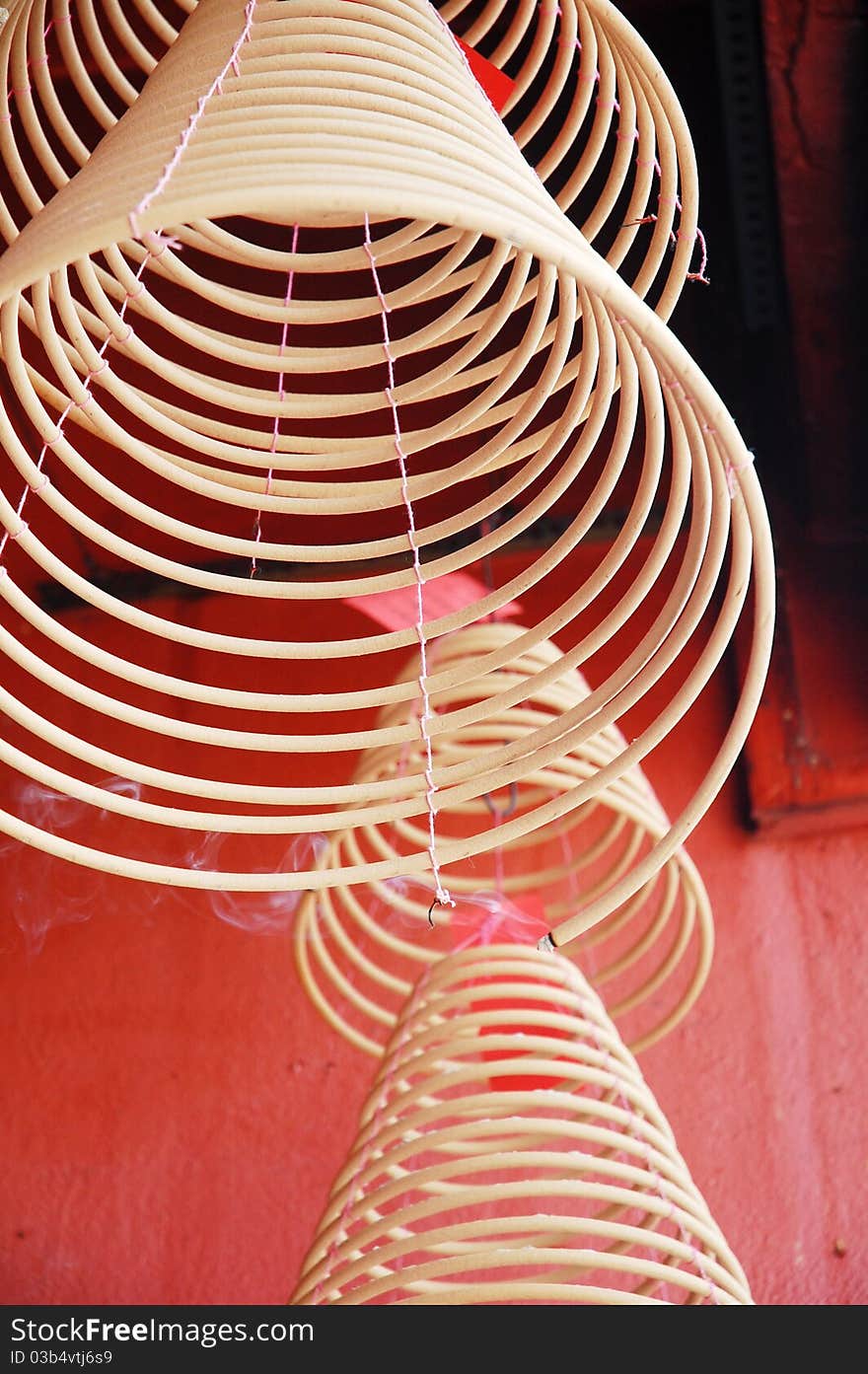 Close up of joss stick at temple