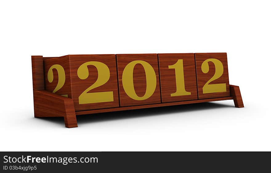 2012 made with wooden cubes. 2012 made with wooden cubes