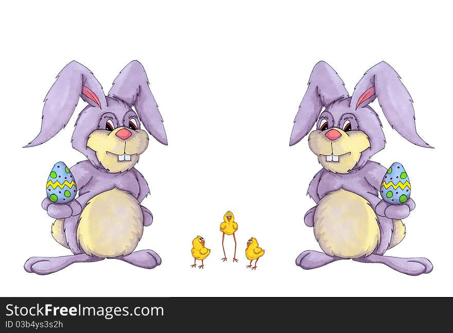 Easter bunnies and easter chick