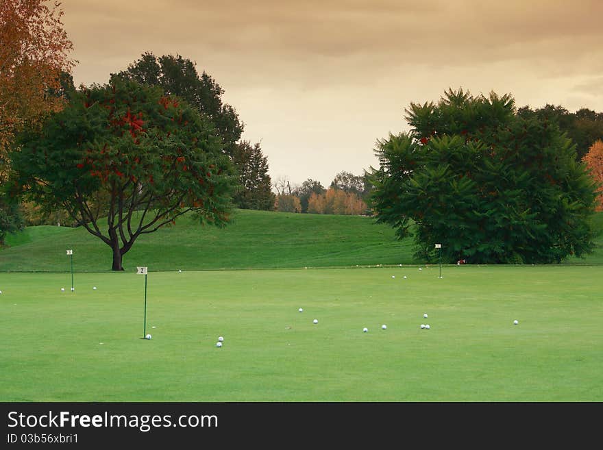 Golf meadow located near Almaty City