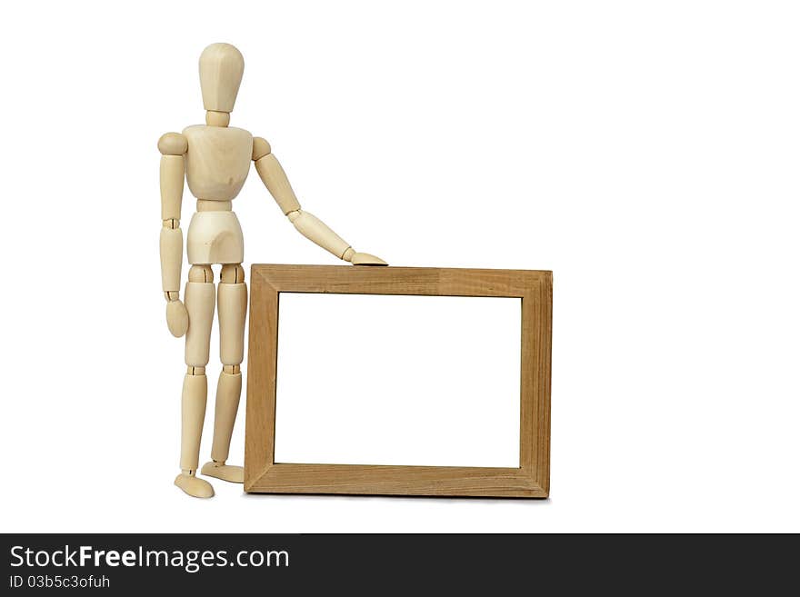 Mannequin  and wooden frame