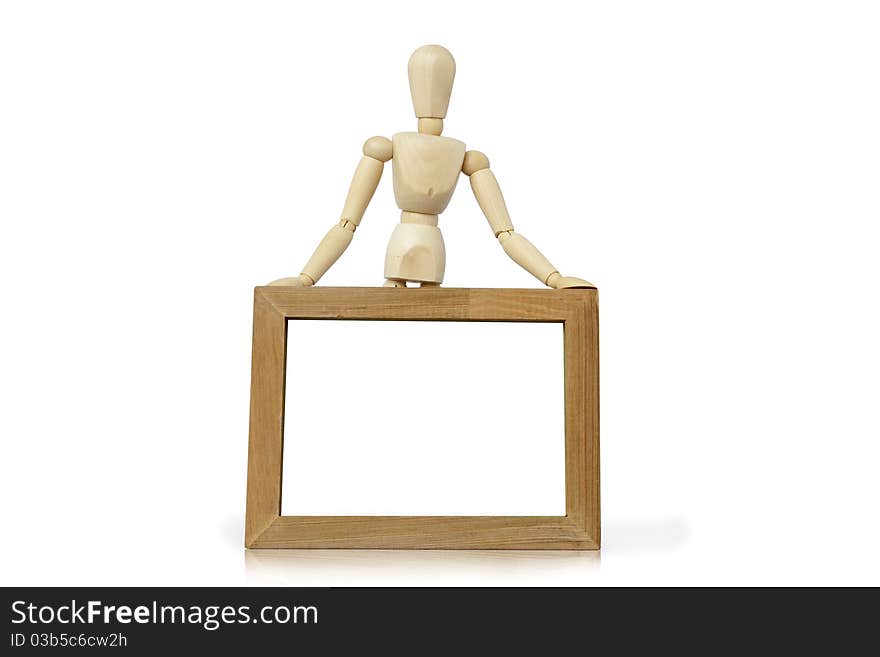 Mannequin  and wooden frame