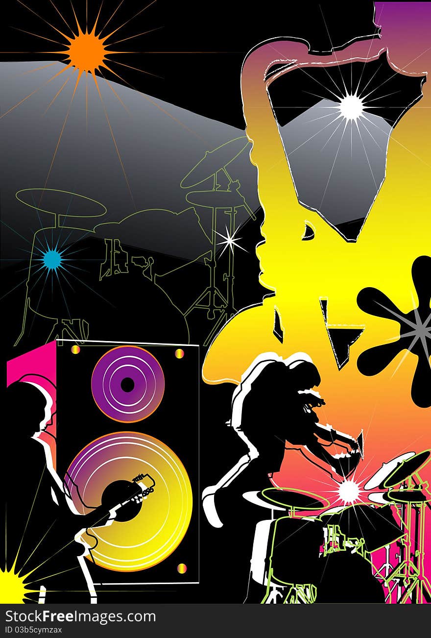 Vector illustration of three musician. Vector illustration of three musician