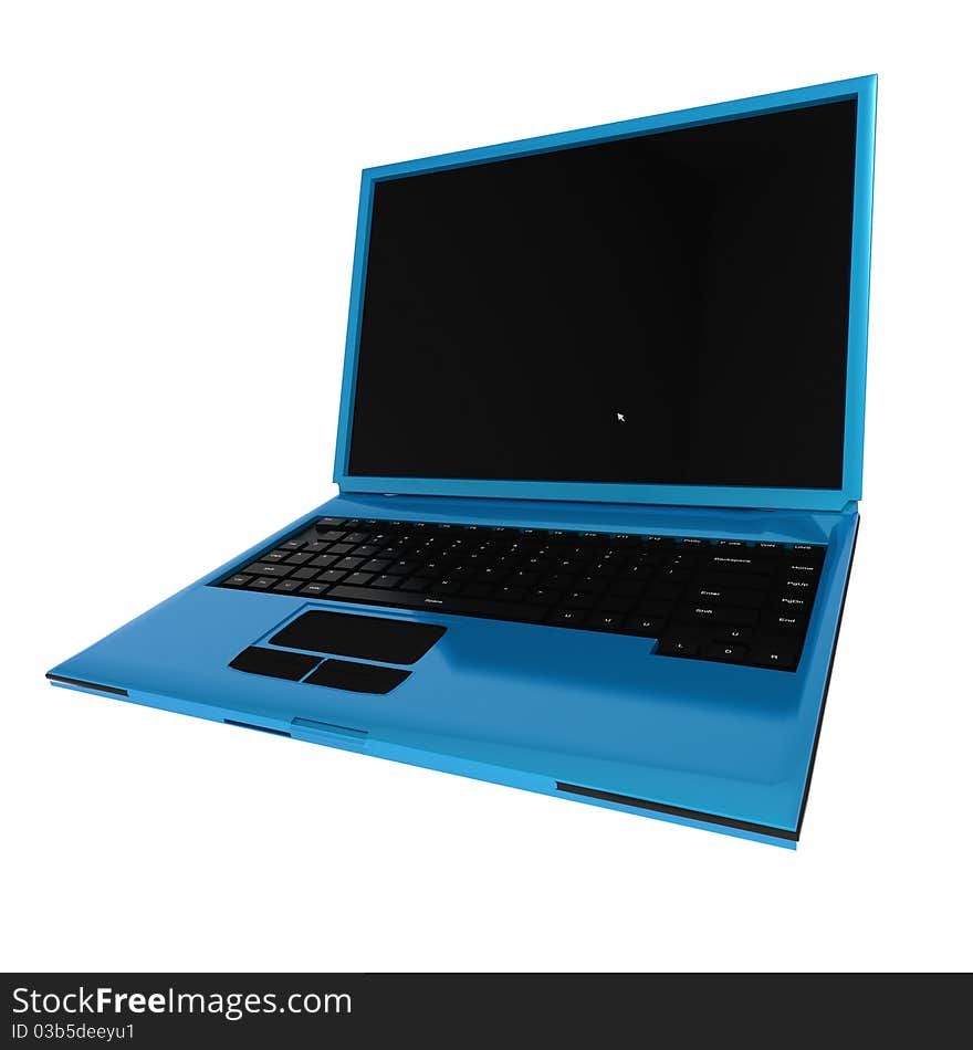 Blue laptop isolated on white background