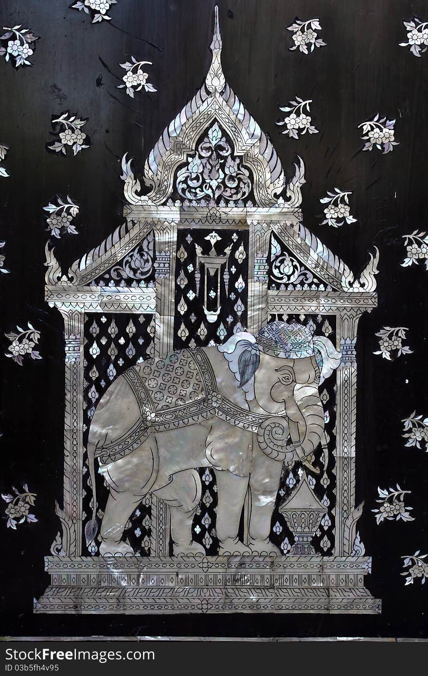 Traditional Thai style church door art