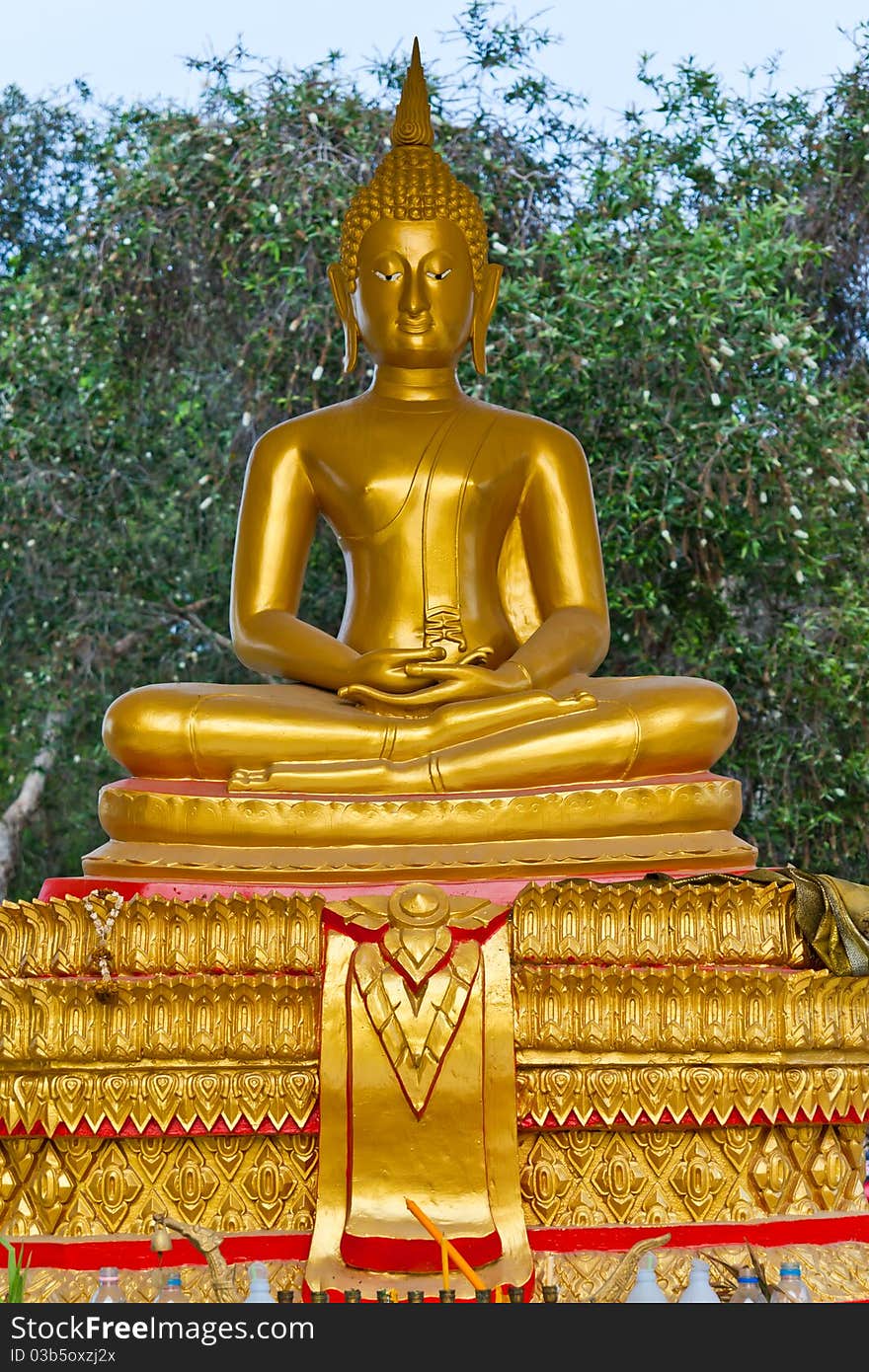 Golden Buddha meditation as a lotus base. Golden Buddha meditation as a lotus base