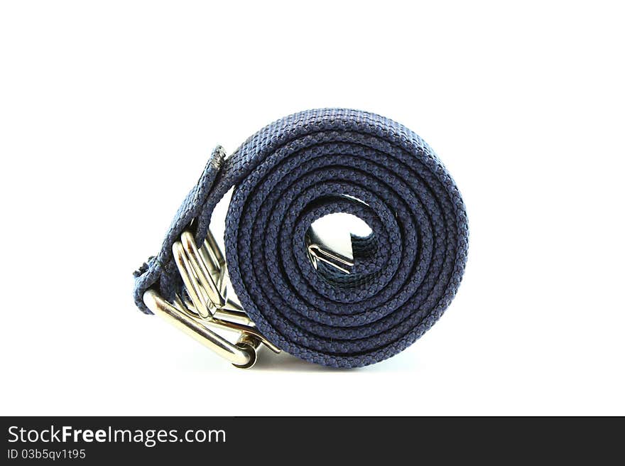 Blue fabric belt on white background