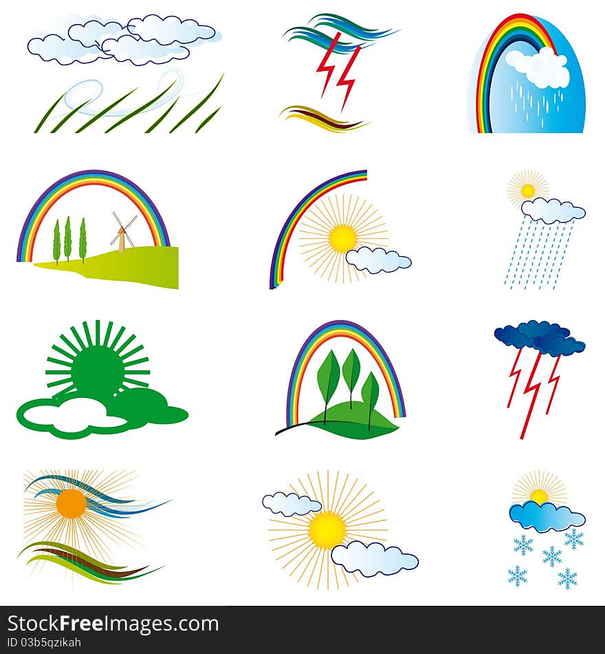 A collection of natural elements for design. Vector illustration