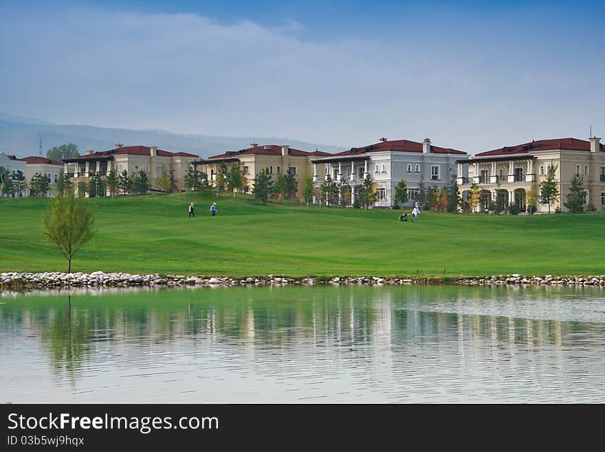 Golf meadow located near Almaty city.