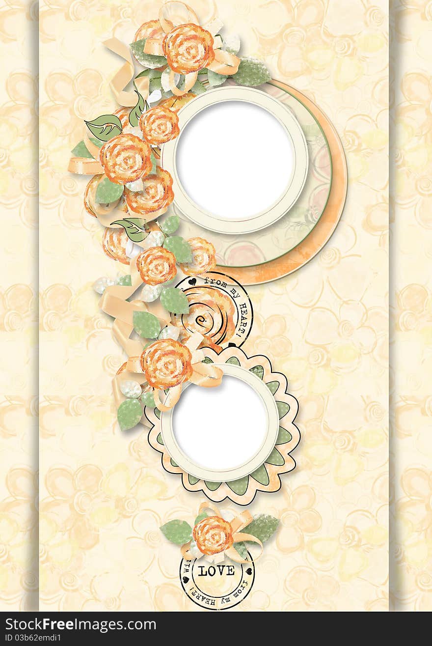 Vintage Elegant Frame With Flowers