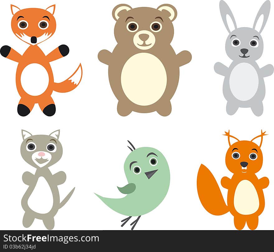 Cartoon wild animals  set