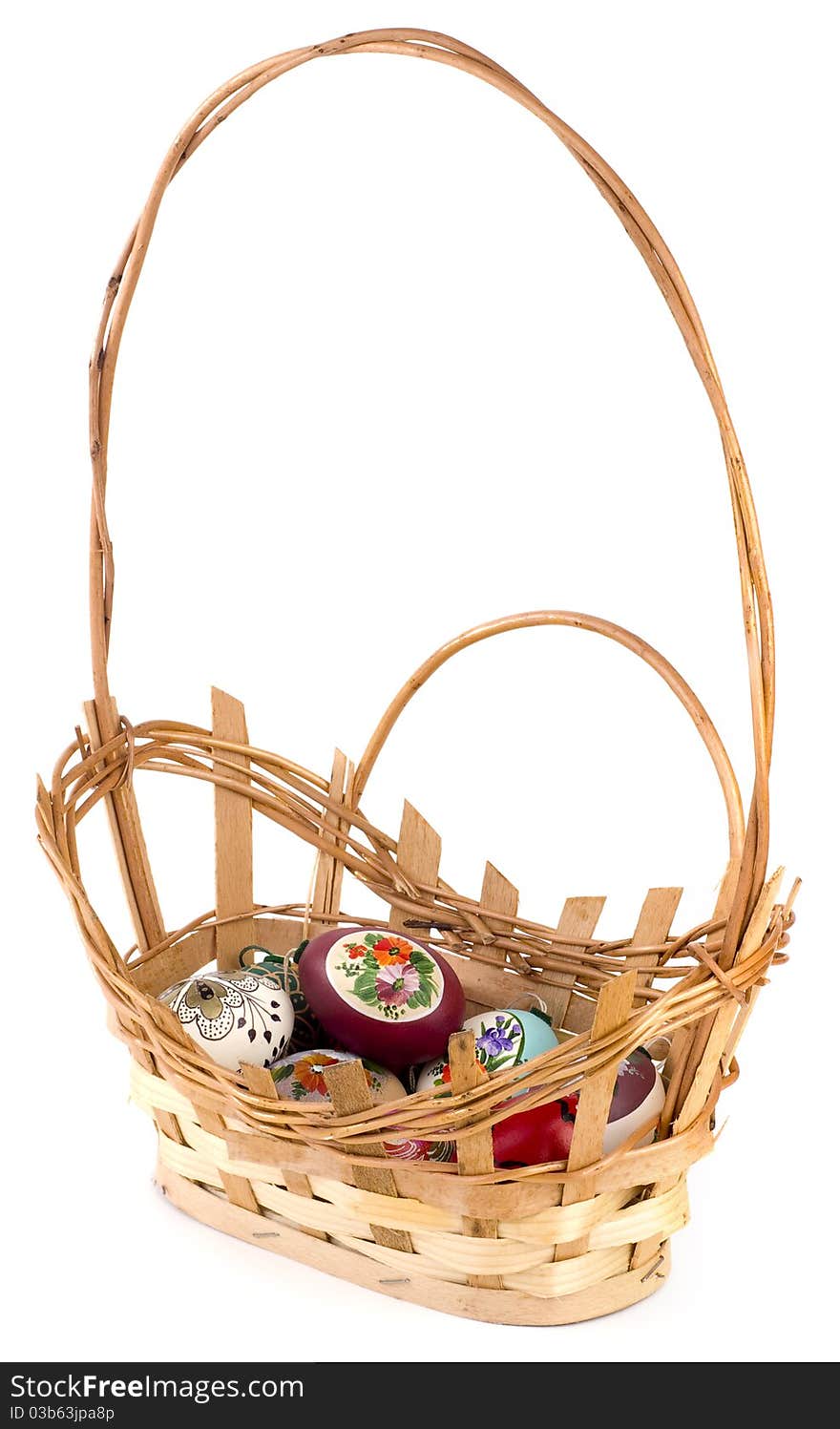 Eggs in Easter Basket isolated