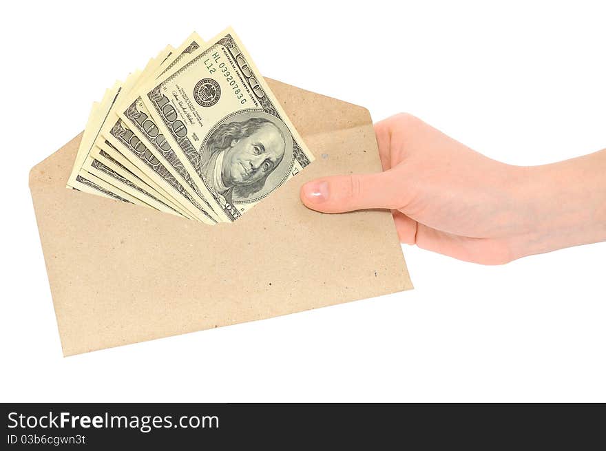 And and money in envelope isolated on white background. And and money in envelope isolated on white background