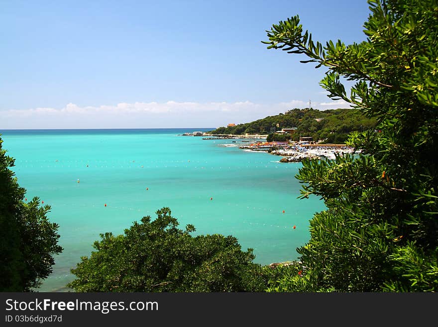 Azure sea coast in Italy