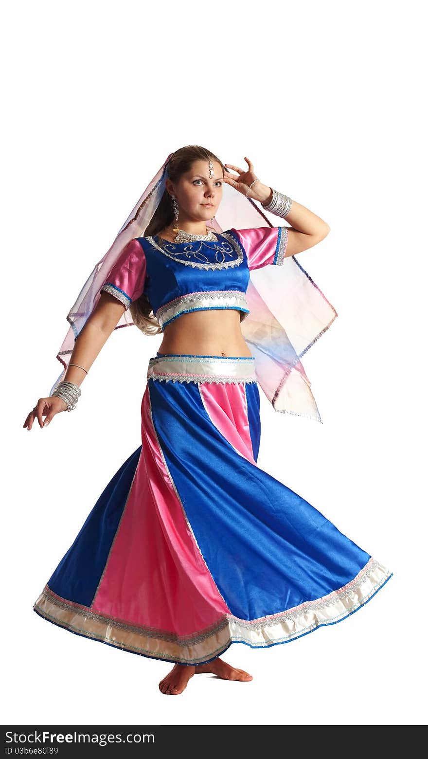 Woman dance in motion - oriental arabian costume