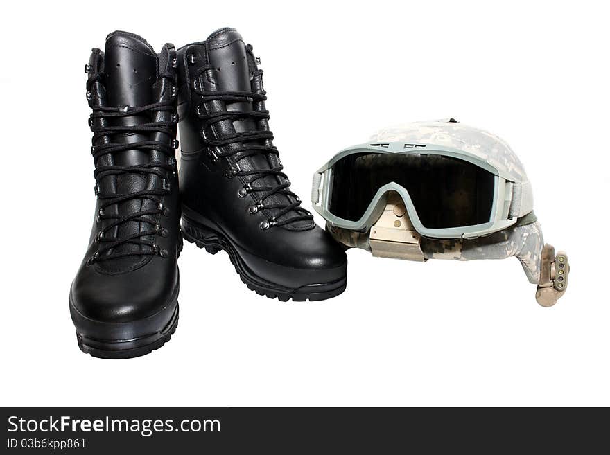 Military Helmet And Boots