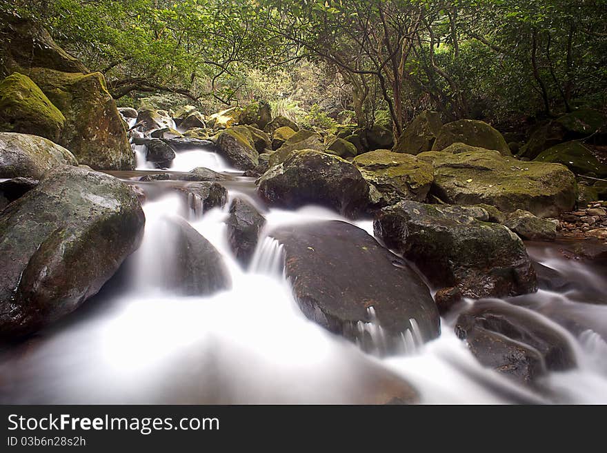 Cascade Falls Over Old Plum River With Rocks