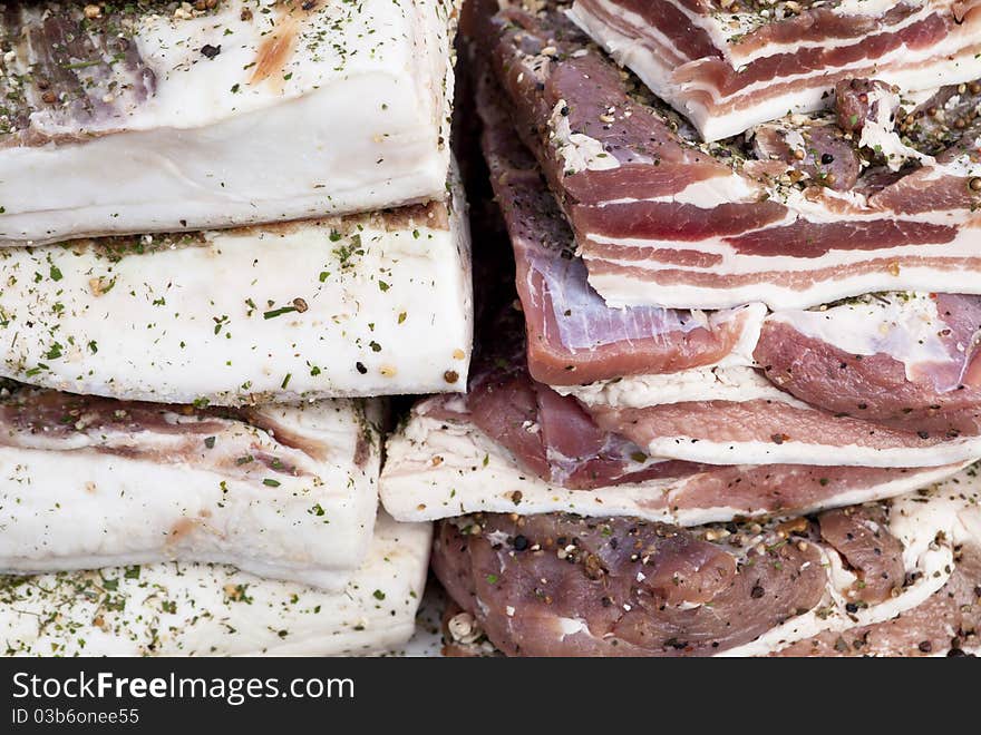 Slices of delicious smoked bacon