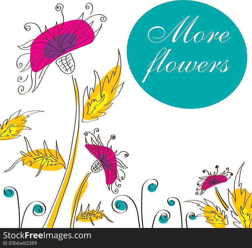 Cute floral background with bright colors