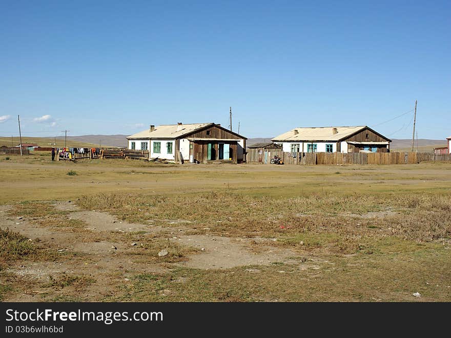 A small village in the steppes of Mongolia. A small village in the steppes of Mongolia