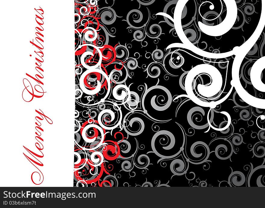 Bright Christmas card with curly elements