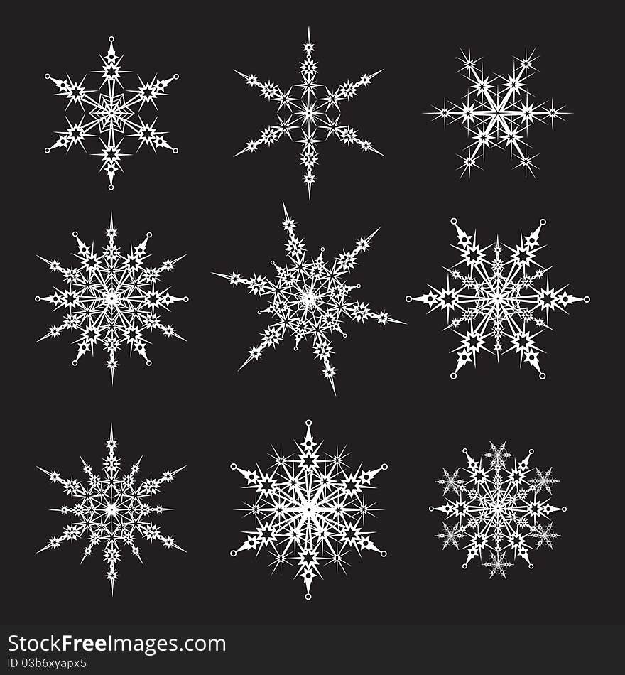 Christmas snowflakes with curly elements