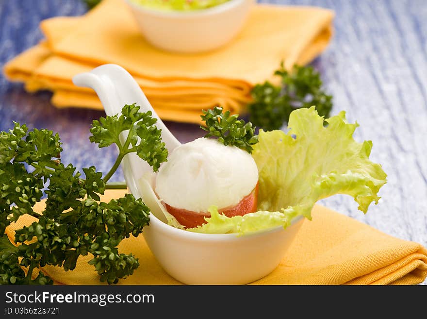 Spoon With Tomatoe And Mozzarella