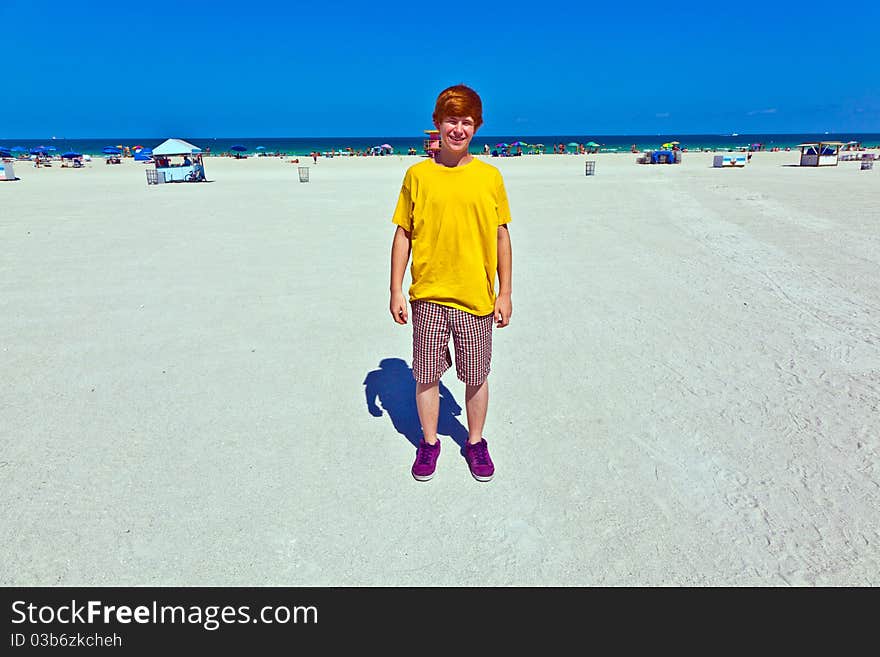 Beachlife in south Miami with clear blue sky