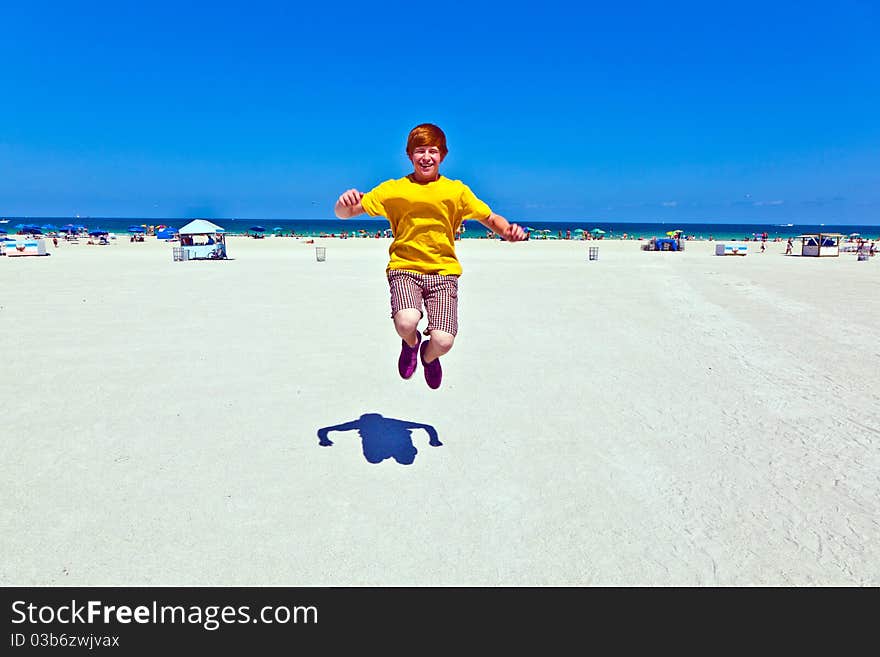 Beachlife in south Miami with clear blue sky