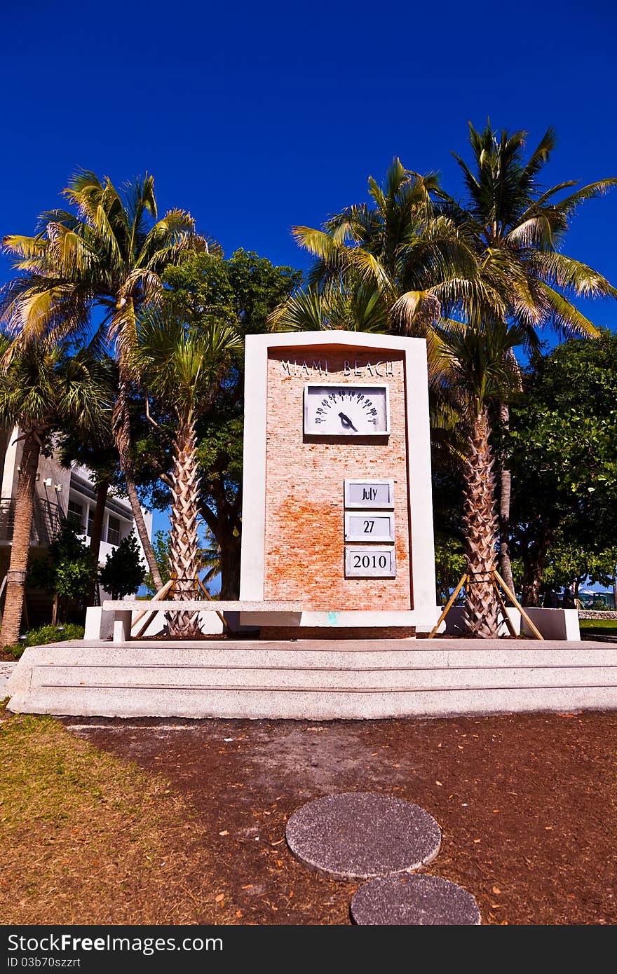 Art Deco watch with date as landmark in South Miami. Art Deco watch with date as landmark in South Miami