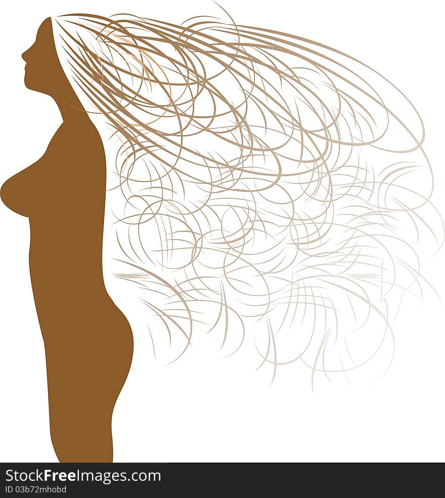 Abstract Woman Silhouette And Beautiful Hair