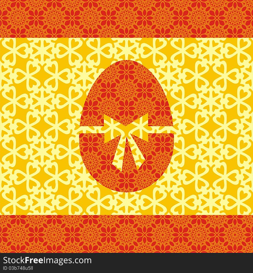 Postcard with egg which consist of red texture. Vector illustration. Postcard with egg which consist of red texture. Vector illustration.