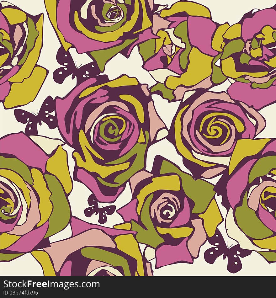 Vector texture consist of flowers on beige background. Vector illustration. Vector texture consist of flowers on beige background. Vector illustration