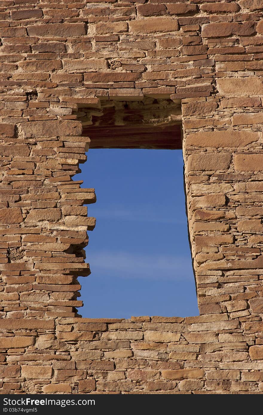 Ruined window at Chaco Culture National Historic Site, New Mexico. Ruined window at Chaco Culture National Historic Site, New Mexico