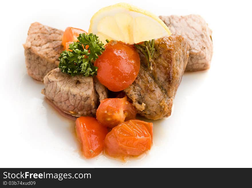 Meat with fresh tomatoes