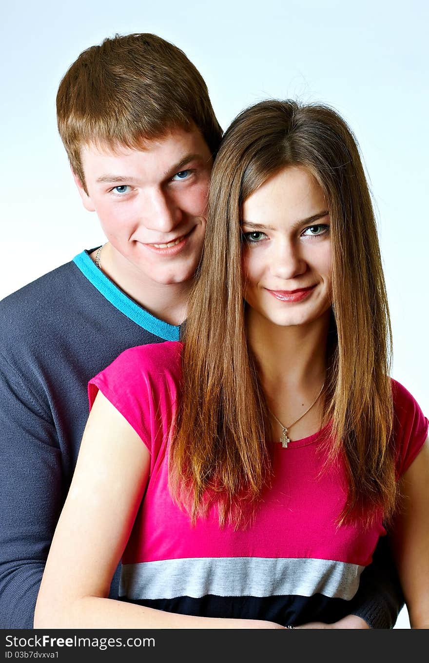 Portrait of a young couple in studio