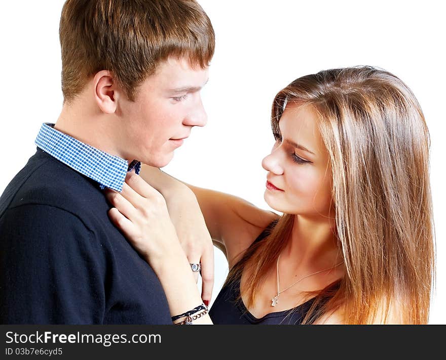 Portrait of a young couple in studio