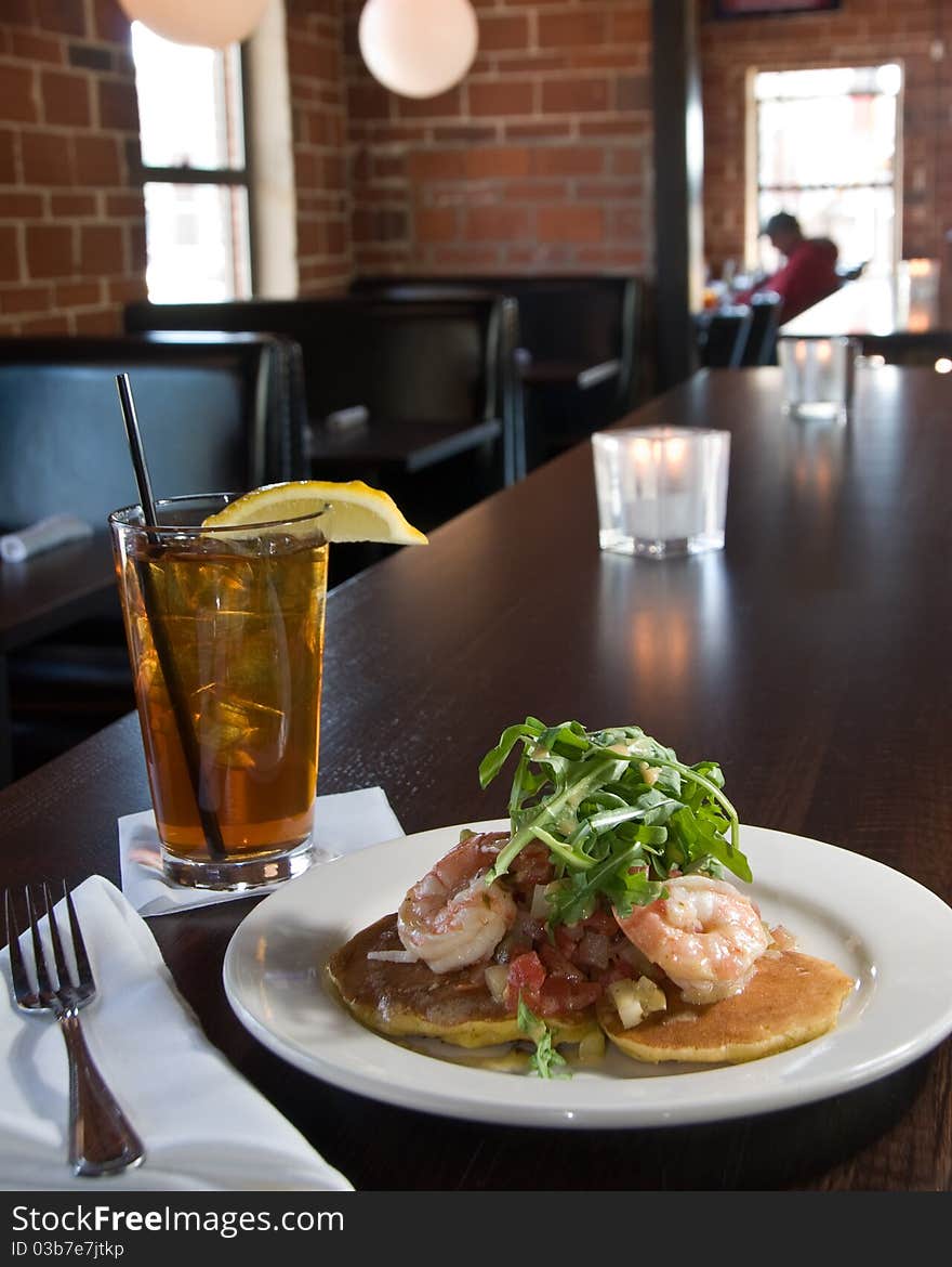 Pancakes With Shrimp And Arugula