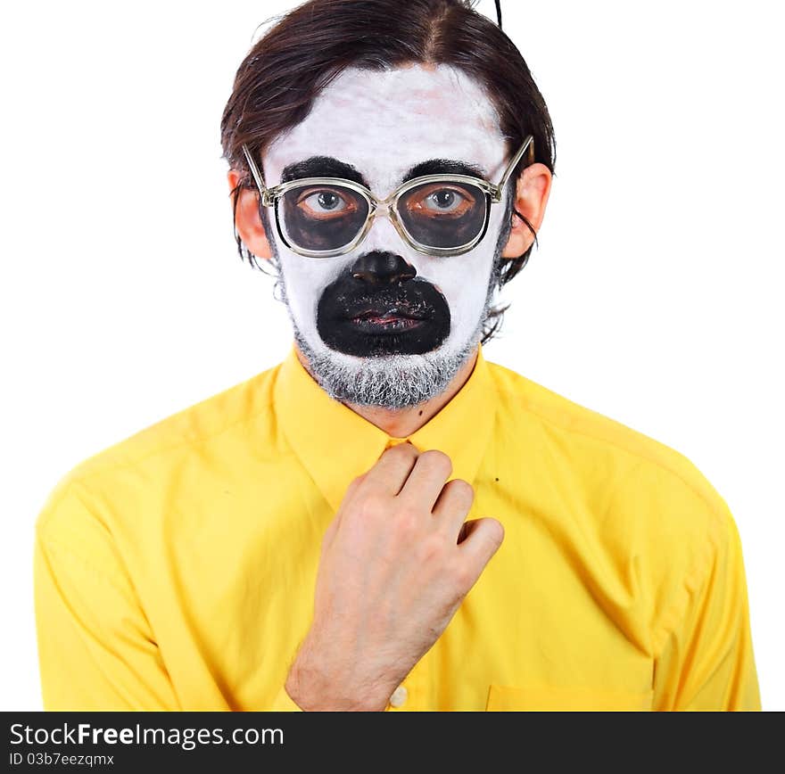 Portrait of a painted young man in studio. Portrait of a painted young man in studio