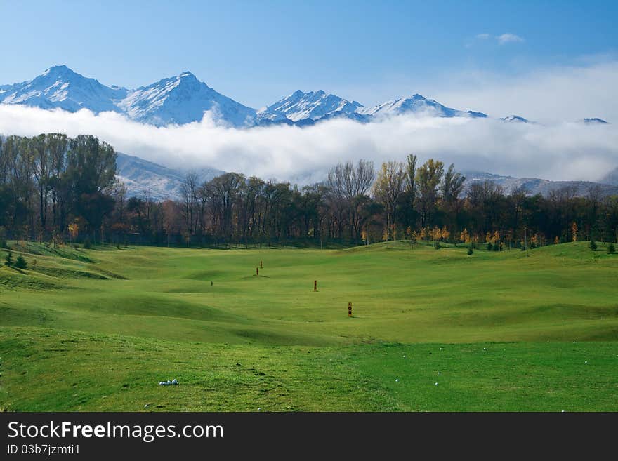 Great golf course near Almaty city, Kazakhstan.