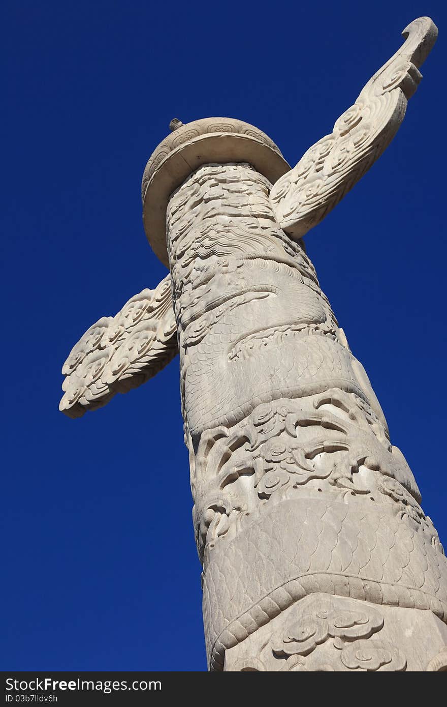 Ornamental column with blue sky