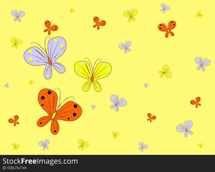 Yellow Background With Butterfly