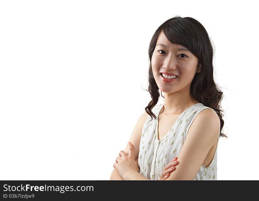 Attractive young woman isolated on white background