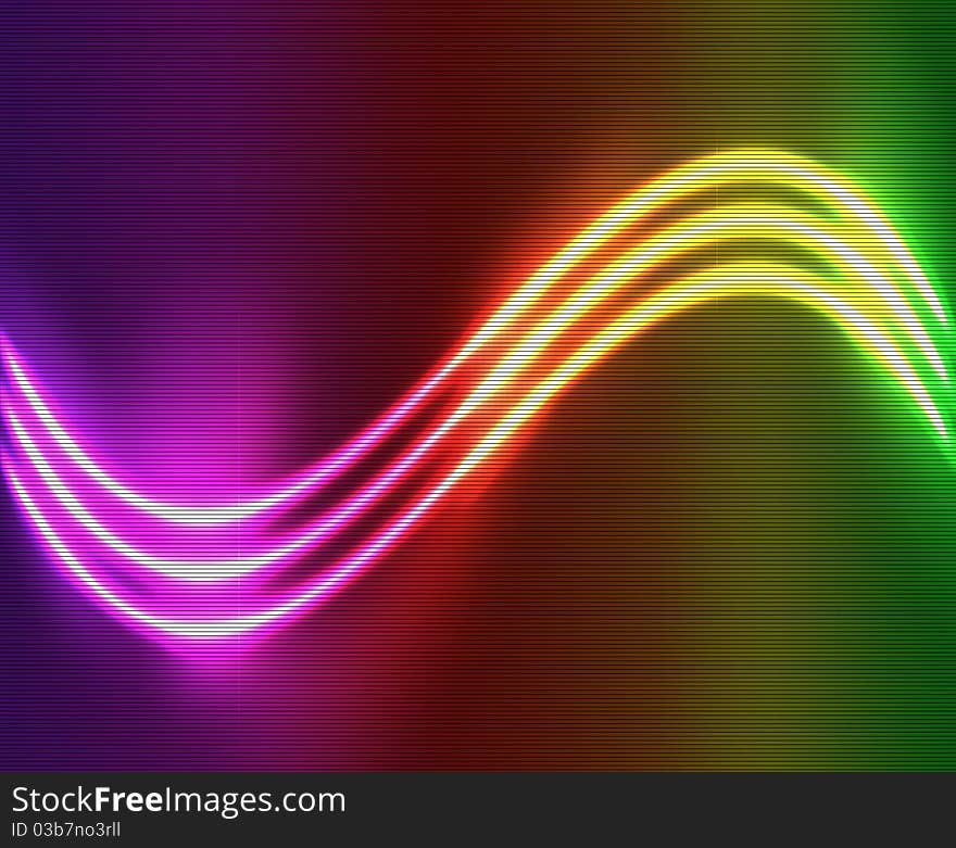 The Illustration background with neon wave luminous.