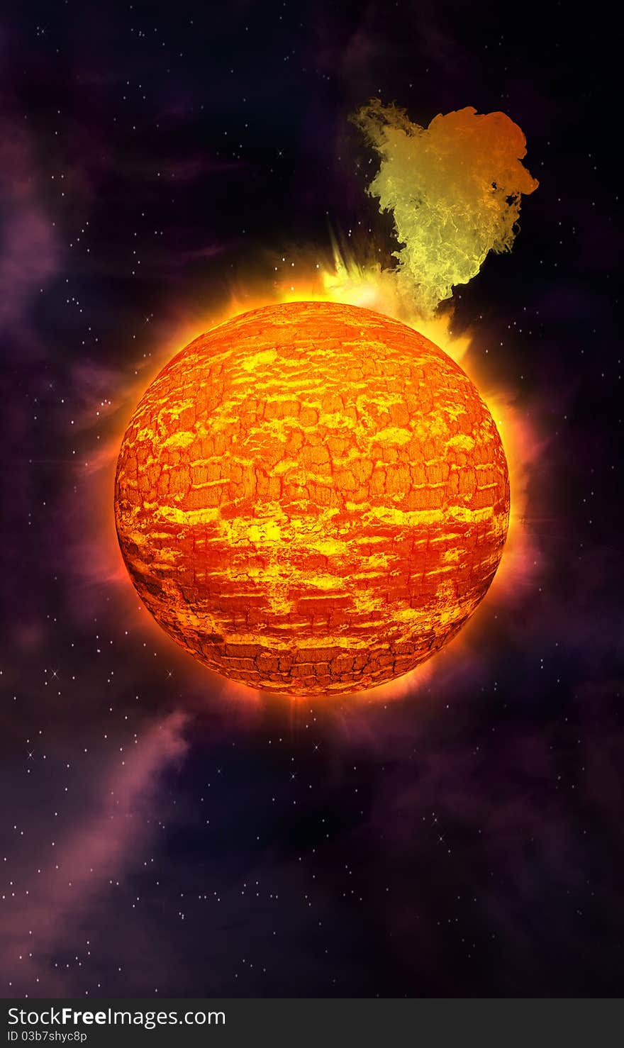 The fantastic closeup of a burning, exploding sun