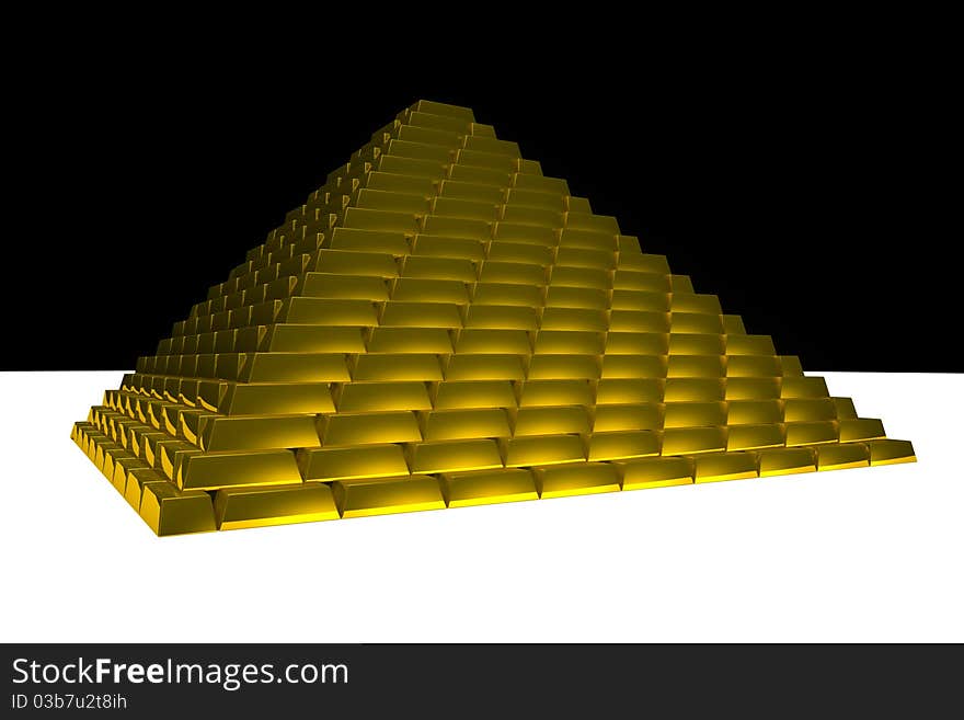 Isolated pyramid with gold bricks. Isolated pyramid with gold bricks