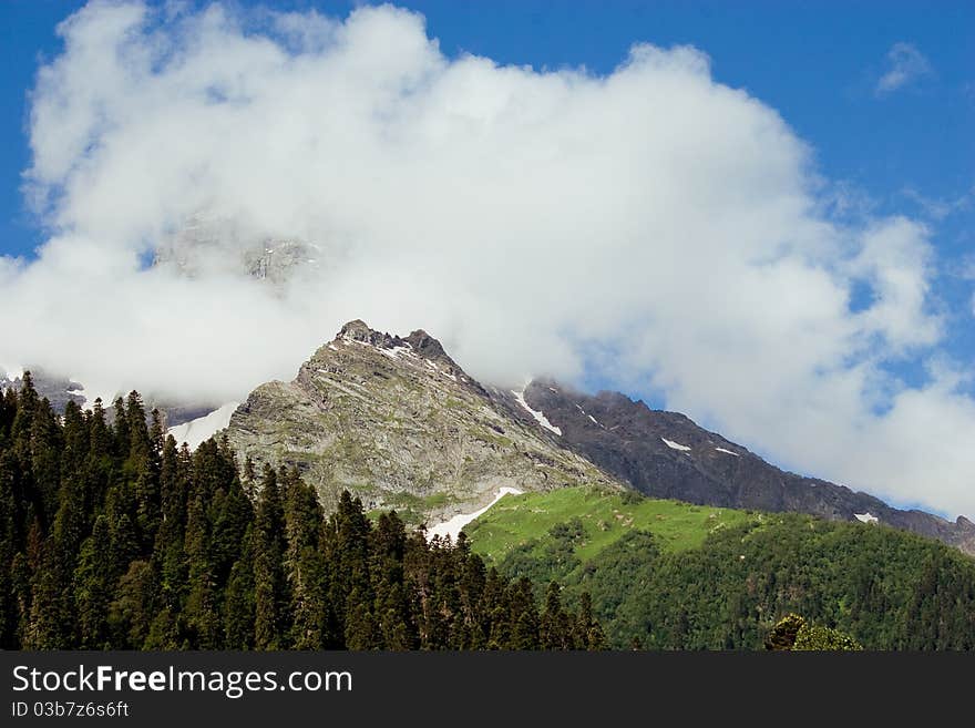 Image of Caucasus Mountains, summer. Image of Caucasus Mountains, summer